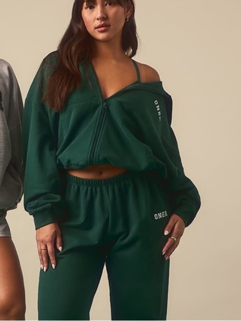 Oner Active Forest Green Zip Up Logo Hoodie Medium